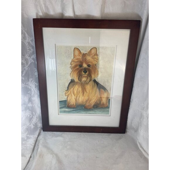 Original Chalk Yorkshire Terrier Yorkie 2011 Framed Matted Signed by Artist - Picture 5 of 5